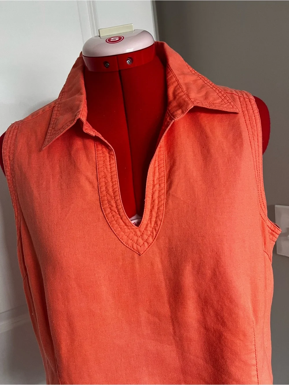 Geoffrey Beene Sleeveless Collared V-Neck Tank Top in Orange - Picture 2 of 11
